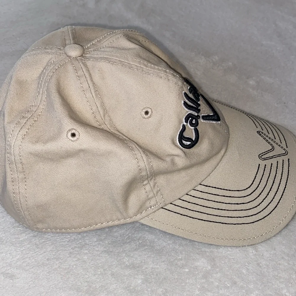 Callaway Golf khaki cotton embroidered brim baseball hat NWOT One Size